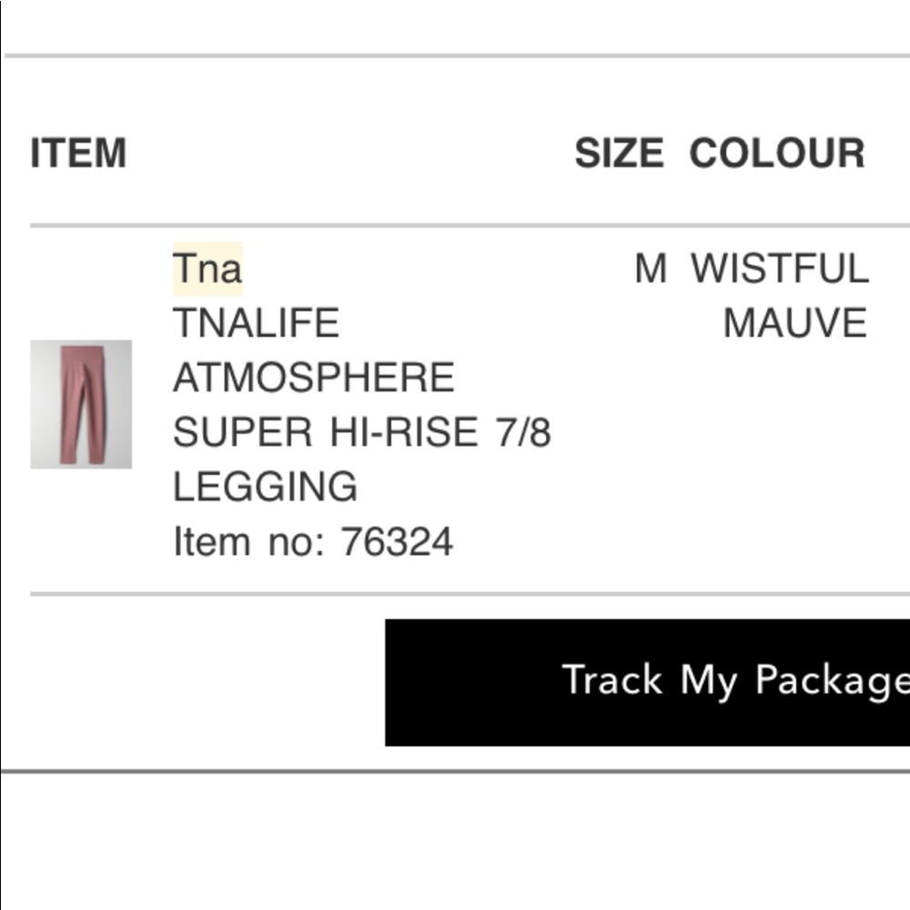 Aritzia TnaLife Atmosphere Super High Rise 7/8 Leggings